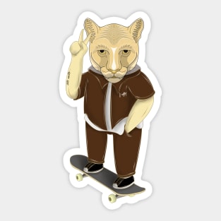 skateboarder cougar dog Sticker